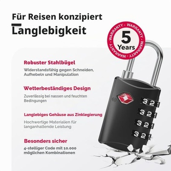 TSA zámok – Zámok na kufor so 4miestnym kombinovaným kódom – Zámok na kufre, batohy, cestovné tašky