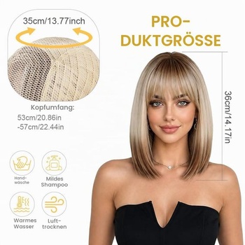 Vlnitá parochňa Aomig pre ženy, 2dielna parochňa s ofinou, 2dielne príčesky na parochňu - biele zlato - 35 cm