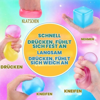 4 kusy 5,5cm kockové mäkké hračky farebné priehľadné mäkké loptičky pre úľavu od stresu