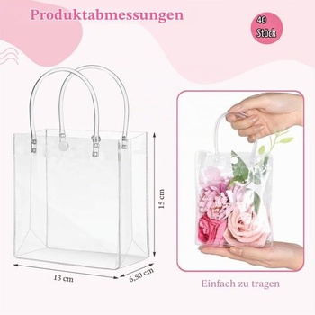 40 priehľadných darčekových tašiek s ušami, 13×7×15 cm priehľadné darčekové tašky, vrecká na sladkosti,