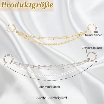 FINGERINSPIRE 4 kusy, 3 vrstvy, retiazka na topánky z mosadznej zliatiny, kamienková retiazka na topánky,