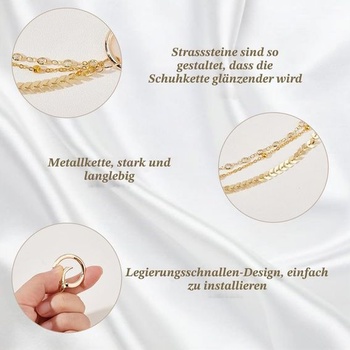 FINGERINSPIRE 4 kusy, 3 vrstvy, retiazka na topánky z mosadznej zliatiny, kamienková retiazka na topánky,