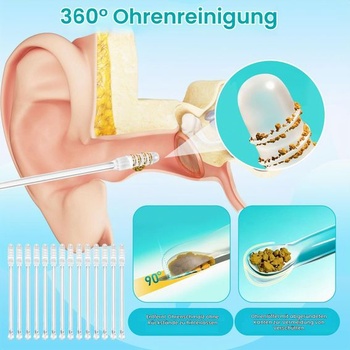 96 lepivých ušných tampónov, opakovane použiteľné 360° čistiace silikónové ušné hubky pre dospelých a