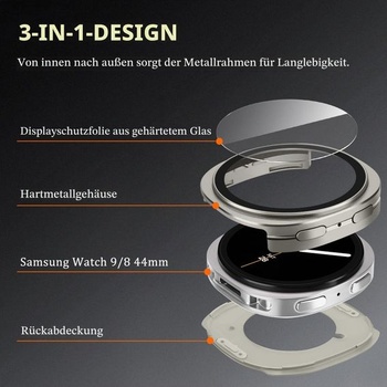 Kovové puzdro Amizee kompatibilné s Samsung Galaxy Watch 44mm, titánové Galaxy Watch 9/8 44mm