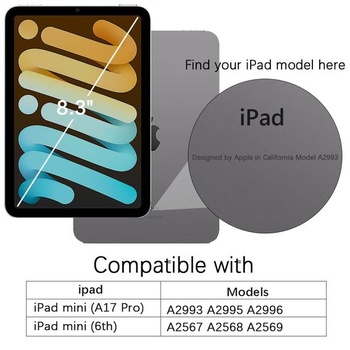 Puzdro GUAGUA pre iPad mini 7/mini 6 (A17 Pro) 2024/2021, Priehľadné, iPad Mini 7/Mini 6