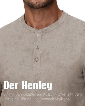 Pánske tričko HMIYA, 100% bavlna, vintage henley, krátky rukáv, letné, ležérne, veľkosť L,