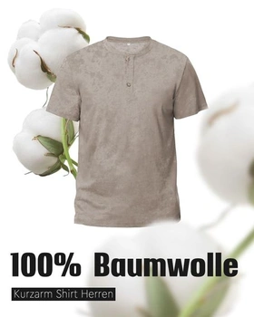 Pánske tričko HMIYA, 100% bavlna, vintage henley, krátky rukáv, letné, ležérne, veľkosť L,