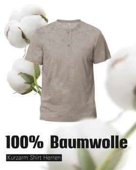 Pánské tričko HMIYA, 100% bavlna, vintage henley, krátký rukáv, letní, ležérní, velikost L,