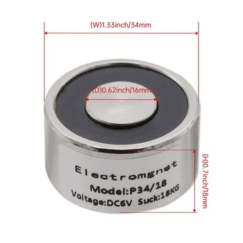 Elektromagnet - P34/18 DC 6V 180N 39LB/18Kg - 34 x 18mm ohýbacie koliesko Elektromagnet 180N 34 x