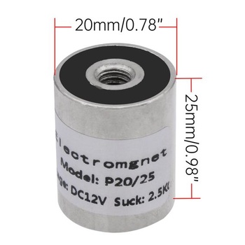 DC 12 V 25 N 5,5 LB/2,5 kg Prísavný okrúhly elektromagnetický zdvíhací valec 20 x 25 mm 25N 20 x 25