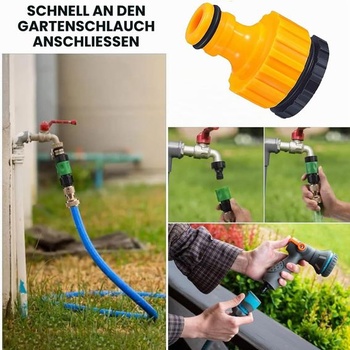 Súprava 4 kompatibilných konektorov na kohútik, 1/2 palca až 3/4 palca, žltá plastová adaptérová