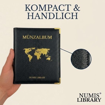 Album na mince – 240 mincí (4,5 x 4 cm na mřížku), album pro sběratele 2 eurových mincí a úložiště