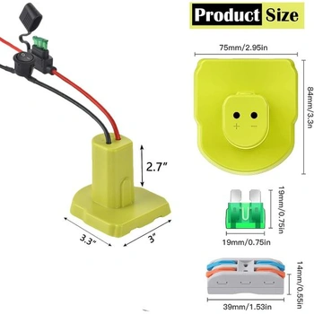 Adaptér POFET Power Wheel s pojistkovým napájecím konektorem pro 18V baterii Ryobi, RC auta,