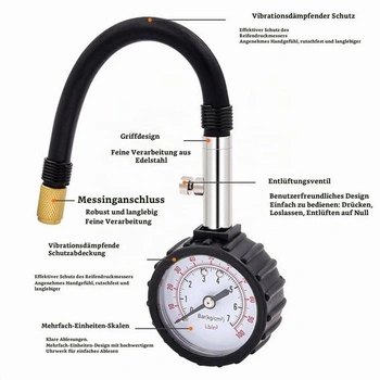 Manometr tlaku v pneumatikách, manometr tlaku vzduchu, přesný manometr tlaku v pneumatikách,