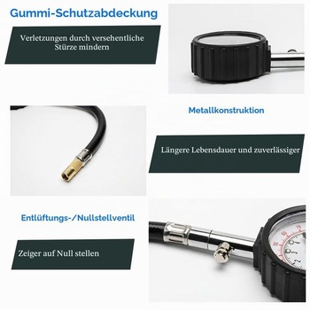 Manometer tlaku v pneumatikách, manometer tlaku vzduchu, presný manometer tlaku v pneumatikách,