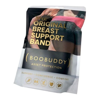Športová podprsenka Boobuddy s kompresným pásom / pásom na prsia, alternatíva L, čierna