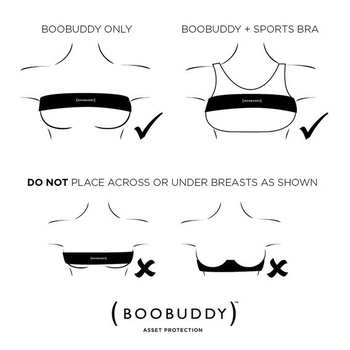 Športová podprsenka Boobuddy s kompresným pásom / pásom na prsia, alternatíva L, čierna