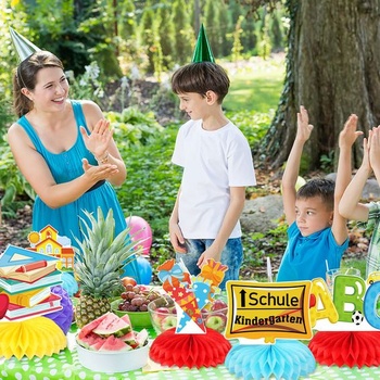DPKOW Naspäť do školy Párty Voštinové dekorácie na stôl Farebné motívy Farebné papierové dekorácie na