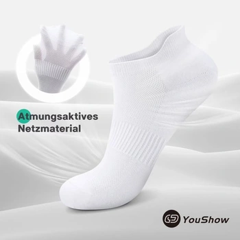 YouShow 10/20 párů ponožek do tenisek pro muže a ženy, prodyšné krátké ponožky, 10 ks bílé,