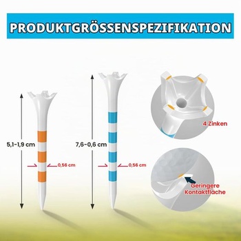 100/60 kusů plastových golfových odpalů (83/70 mm), se zvýšenou odolností a stabilitou, pro snížené