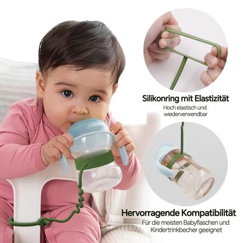 Silikónová reťaz na kočík – Nastaviteľná silikónová reťaz a zachytávač téglikov pre kočíky,