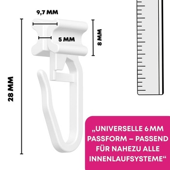 X-klzáky 100 ks + 10 zarážok | Pre vnútorné koľajnice 6 mm | Tiché a prateľné v práčke | Klzné