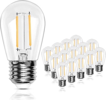 BRIMAX S14 E27 LED žiarovka 2W 180lm nerozbitná, číra PC 2700K - 15 kusov
