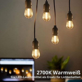 BRIMAX S14 E27 LED žárovka 2W 180lm nerozbitná, čirá PC 2700K – 15 kusů