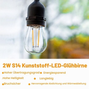 BRIMAX S14 E27 LED žiarovka 2W 180lm nerozbitná, číra PC 2700K - 15 kusov