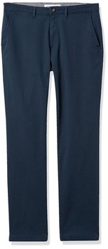 Pánske ležérne strečové chino nohavice Amazon Essentials klasického strihu, úzke, tmavo modré, 32W /