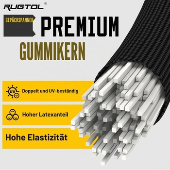 Expandér s háčikom, 60cm bungee šnúra s karabínou, 6 kusov, 100% latexové čierne napínacie popruhy,