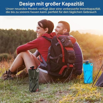 Balenie 3 skladacích fliaš na vodu, opakovane použiteľná fľaša na vodu bez BPA s objemom 1000 ml s