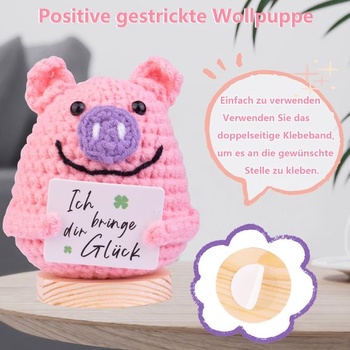 Mwmoeen Vtipná pozitívna zemiaková vrecková bábika, ručne pletená vlnená zemiaková bábika,