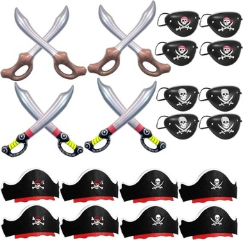 Detská narodeninová oslava s pirátskou tematikou, pirátske hračky a dekorácie, darčeky na pirátsku