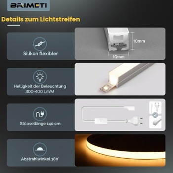 LED pásik Brimeti biely, 3m