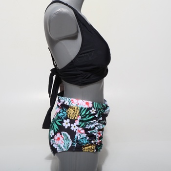 Dámske bikiny Voqeen s vysokým pásom, push-up vzorom, výstrihom do V, kríženými volánikmi a