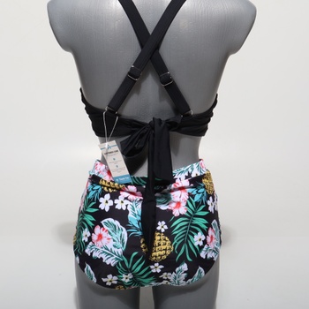 Dámske bikiny Voqeen s vysokým pásom, push-up vzorom, výstrihom do V, kríženými volánikmi a