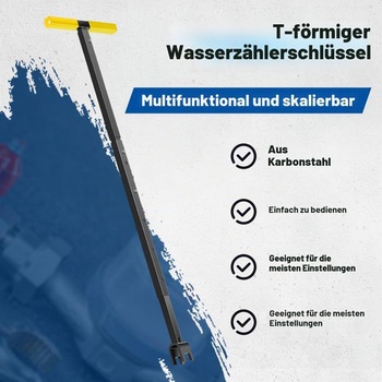 Kľúč na vodomer so 4-cestným nástrojom, uzatvárací kľúč v tvare T z uhlíkovej ocele, 43–94 cm,