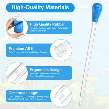 Extra dlhá akvarijná striekačka 70 cm (27,7 palca), sifón na výmenu vody 50 ml s predlžovacou
