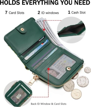 Malá dámska peňaženka s RFID ochranou, tenká vintage kožená peňaženka s vreckom na zips na mince, 2
