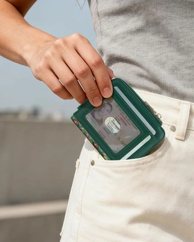 Malá dámska peňaženka s RFID ochranou, tenká vintage kožená peňaženka s vreckom na zips na mince, 2