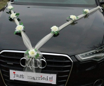 Organza M Dekorácie na auto Nevesta Pár Ruže Dekorácie na auto Svadobné auto Auto Svadobné dekorácie