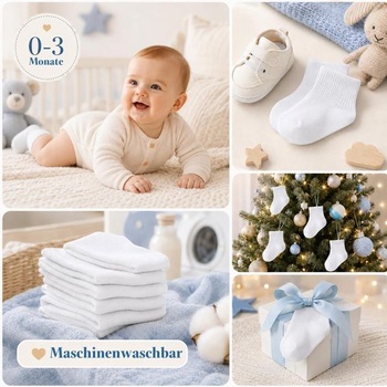 12 párov detských ponožiek, biele detské ponožky pre 0-6 mesiacov, unisex pre novorodencov