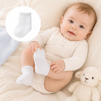 12 párov detských ponožiek, biele detské ponožky pre 0-6 mesiacov, unisex pre novorodencov