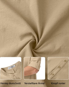 Pánsky kaftan s dlhým rukávom, výstrihom, zapínaním na gombíky a bočným rázporkom, khaki