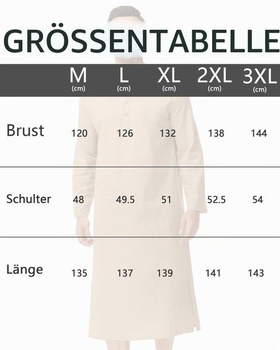 Pánský kaftan s dlouhým rukávem, výstřihem, zapínáním na knoflíky a bočním rozparkem, khaki