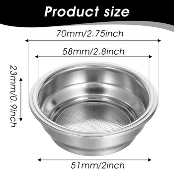 Košík Oruola 58 mm, dvojvrstvový nerezový kávový filter, dve šálky, košík portafiltra 58 mm, tlakový