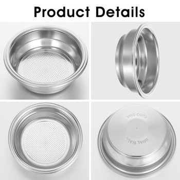 Košík Oruola 58 mm, dvojvrstvový nerezový kávový filter, dve šálky, košík portafiltra 58 mm, tlakový