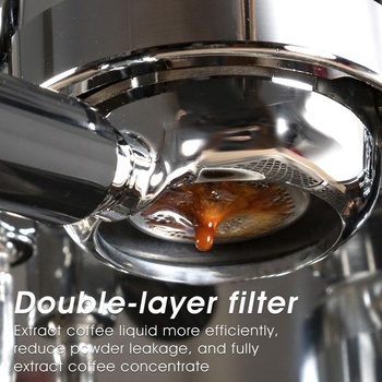 Košík Oruola 58 mm, dvojvrstvový nerezový kávový filter, dve šálky, košík portafiltra 58 mm, tlakový