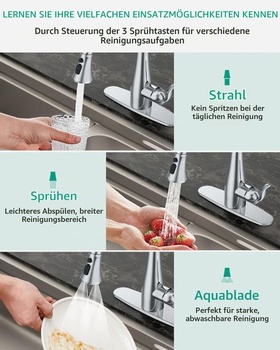 Kuchyňská hlavice Mbillion ABS, univerzální rozprašovací tryska se 3 funkcemi, se 14 adaptéry,